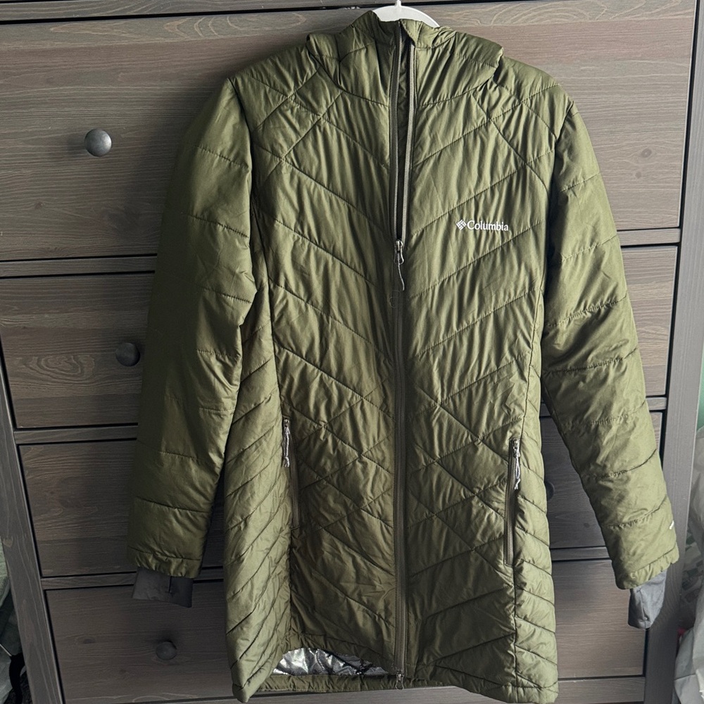 Columbia Olive Green Quilted Hooded Parka